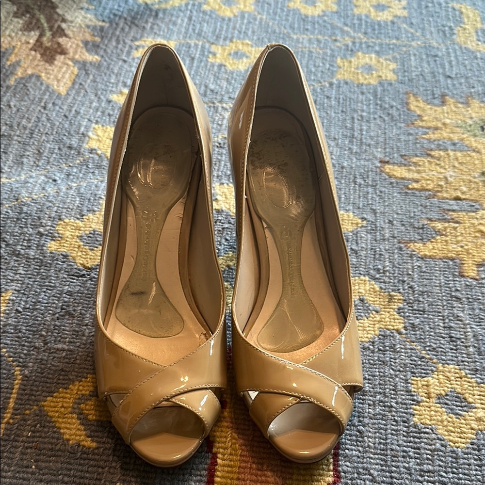 Cole Haan Beige Peep-Toe Heels